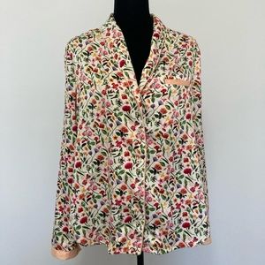 Anthropologie floral silky pajama shirt size Large!